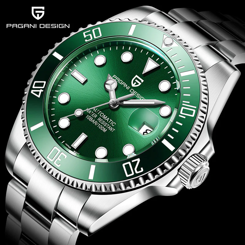 Pagani Design PD-1639 Submariner Green Dial Men's Watch